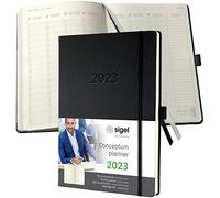 SIGEL C2318 Weekly planner Conceptum 2023 - vertical layout - A4+ - black - hardcover - 2 pages = 1 week - 192 S.