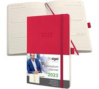 SIGEL C2334 Weekly planner Conceptum 2023 - approx. A5 - red - Softcover - 2 pages = 1 week - 192 S.