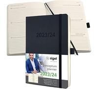 SIGEL C2406 Conceptum Weekly planner 2023/2024, approx. A5, Black, softcover, 2 pages equal to 1 week, 256 pages