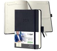 SIGEL C2411 Conceptum Daily planner 2024, approx. A6, Black, hardcover, 1 page equal to 1 day, 400 pages