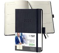 SIGEL C2413 Conceptum Weekly planner 2024, approx. A6, Black, hardcover, 2 pages equal to 1 week, 176 pages
