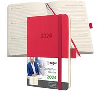 SIGEL C2435 Conceptum Weekly planner 2024, approx. A6, Red, softcover, 2 pages equal to 1 week, 176 pages
