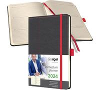 SIGEL C2455 Conceptum Weekly planner 2024, design Casual, 13,5 x 20,3 cm, hardcover, 192 pages, Grey, Red