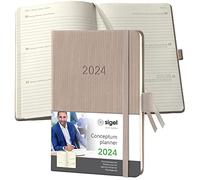 SIGEL C2461 Conceptum Weekly planner 2024, approx. A6, taupe, hardcover, 2 pages equal to 1 week, 176 pages