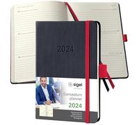 SIGEL C2509 Conceptum Weekly Planner 2025, Approx. A6, Black, red, hardcover, 2 Pages = 1 Week, 176 Pages