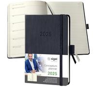 SIGEL C2515 Conceptum Weekly Planner and Notes 2025, Approx. A6, Black, hardcover, 2 Pages = Week on Left/Notes on Right, 176 Pages