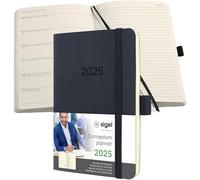 SIGEL C2525 Conceptum Weekly Planner and Notes 2025, Approx. A6, Black, softcover, 2 Pages = Week on Left/Notes on Right, 176 Pages