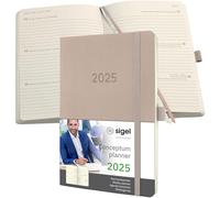SIGEL C2530 Conceptum Weekly Planner 2025, Approx. A5, Taupe, softcover, 2 Pages = 1 Week, 192 Pages