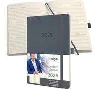 SIGEL C2536 Conceptum Weekly Planner 2025, Approx. A5, Dark Grey, softcover, 2 Pages = 1 Week, 192 Pages