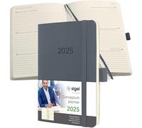 SIGEL C2537 Conceptum Weekly Planner 2025, Approx. A6, Dark Grey, softcover, 2 Pages = 1 Week, 176 Pages