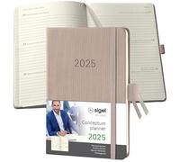 SIGEL C2561 Conceptum Weekly Planner 2025, Approx. A6, Taupe, hardcover, 2 Pages = 1 Week, 176 Pages
