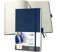 SIGEL C2562 Conceptum Weekly Planner 2025, Approx. A5, Dark Blue, hardcover, 2 Pages = 1 Week, 192 Pages