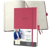SIGEL C2570 Conceptum Weekly Planner 2025, Approx. A5, red, hardcover, 2 Pages = 1 Week, 192 Pages