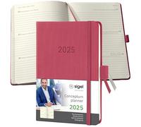 SIGEL C2571 Conceptum Weekly Planner 2025, Approx. A6, red, hardcover, 2 Pages = 1 Week, 176 Pages