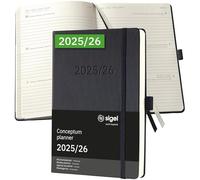 SIGEL C2601 Weekly planner Conceptum 2025/2026-18 months - approx. A5 - black - 2 pages = 1 week - hardcover - 80 gsm - 256 p. - PEFC-certified