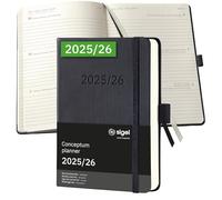 SIGEL C2602 Weekly planner Conceptum 2025/2026-18 months - approx. A6 - black - 2 pages = 1 week - hardcover - 80 gsm - 240 p. - PEFC-certified