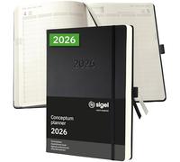 SIGEL C2604 Appointment book Conceptum 2026-1 year - A4+ - black - 1 page = 1 day - hardcover - 80 gsm - 480 p. - PEFC-certified