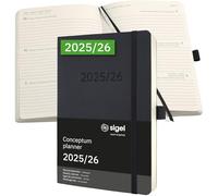 SIGEL C2606 Weekly planner Conceptum 2025/2026-18 months - approx. A5 - black - 2 pages = 1 week - softcover - 80 gsm - 256 p. - PEFC-certified