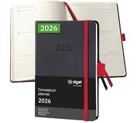 SIGEL C2609 Weekly planner Conceptum 2026-1 year - approx. A6 - black/red - 2 pages = 1 week - hardcover - 80 gsm - 176 p. - PEFC-certified