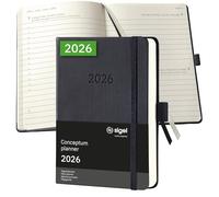 SIGEL C2611 Daily planner Conceptum 2026-1 year - approx. A6 - black - 1 page = 1 day - hardcover - 80 gsm - 400 p. - PEFC-certified