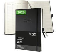 Sigel C2618 Weekly planner Conceptum 2026-1 year - A4+ - black - 2 pages = 1 week - hardcover - 80 gsm - 192 p. - PEFC-certified