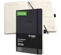 SIGEL C2620 Daily planner Conceptum 2026-1 year - approx. A5 - black - 1 page = 1 day - softcover - 80 gsm - 400 p. - PEFC-certified