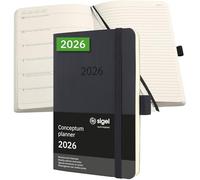 SIGEL C2625 Weekly planner and notes Conceptum 2026-1 year - approx. A6 - black - 2 pages = week on left/notes on right - softcover - 80 gsm - 176 p. - PEFC-certified