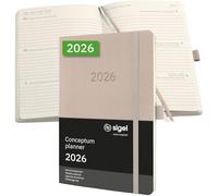 SIGEL C2630 Weekly planner Conceptum 2026-1 year - approx. A5 - taupe - 2 pages = 1 week - softcover - 80 gsm - 192 p. - PEFC-certified