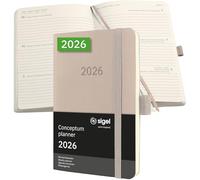 SIGEL C2631 Weekly planner Conceptum 2026-1 year - approx. A6 - taupe - 2 pages = 1 week - softcover - 80 gsm - 176 p. - PEFC-certified