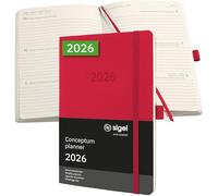 SIGEL C2634 Weekly planner Conceptum 2026-1 year - approx. A5 - red - 2 pages = 1 week - softcover - 80 gsm - 192 p. - PEFC-certified