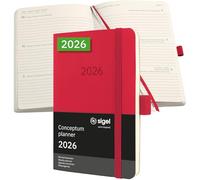 SIGEL C2635 Weekly planner Conceptum 2026-1 year - approx. A6 - red - 2 pages = 1 week - softcover - 80 gsm - 176 p. - PEFC-certified
