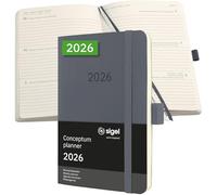 SIGEL C2637 Weekly planner Conceptum 2026-1 year - approx. A6 - dark grey - 2 pages = 1 week - softcover - 80 gsm - 176 p. - PEFC-certified