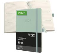 SIGEL C2638 Weekly planner Conceptum 2026-1 year - approx. A5 - mint green - 2 pages = 1 week - softcover - 80 gsm - 192 p. - PEFC-certified