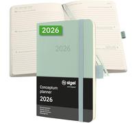 SIGEL C2639 Weekly planner Conceptum 2026-1 year - approx. A6 - mint green - 2 pages = 1 week - softcover - 80 gsm - 176 p. - PEFC-certified
