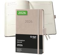 SIGEL C2661 Weekly planner Conceptum 2026-1 year - approx. A6 - taupe - 2 pages = 1 week - hardcover - 80 gsm - 176 p. - PEFC-certified