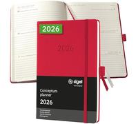 SIGEL C2664 Weekly planner Conceptum 2026-1 year - approx. A5 - red - 2 pages = 1 week - hardcover - 80 gsm - 192 p. - PEFC-certified