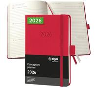 SIGEL C2665 Weekly planner Conceptum 2026-1 year - approx. A6 - red - 2 pages = 1 week - hardcover - 80 gsm - 176 p. - PEFC-certified
