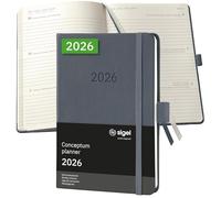SIGEL C2667 Weekly planner Conceptum 2026-1 year - approx. A6 - dark grey - 2 pages = 1 week - hardcover - 80 gsm - 176 p. - PEFC-certified