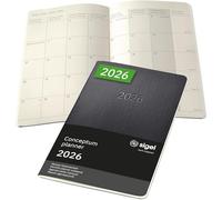 SIGEL C2684 Monthly planner notebook Conceptum 2026-1 year - approx. A5 - black - 2 pages = 1 month - softcover - 80 gsm - 64 p. - PEFC-certified