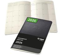 SIGEL C2685 Monthly planner notebook Conceptum 2026-1 year - approx. A6 - black - 2 pages = 1 month - softcover - 80 gsm - 64 p. - PEFC-certified