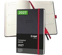 SIGEL C2708 Weekly planner Conceptum 2027-1 year - approx. A5 - black/red - 2 pages = 1 week - hardcover - 80 gsm - 192 p. - FSC-certified
