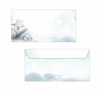 SIGEL Envelopes DU312 - Christmas pattern, Blue and White, DL (11 x 22 cm) - 25 pieces