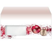SIGEL Christmas Envelopes 22 x 11 cm | DU040, Christmas baubles design, red/beige, 50 pieces