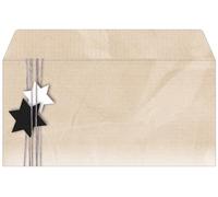 SIGEL Christmas Envelopes 22 x 11 cm | DU079, Christmas stars design, beige, 50 pieces