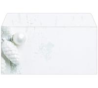 SIGEL DU132 Envelopes with fir cone design, Christmas, White, size DL (11 x 22 cm), 50 Pieces