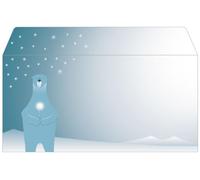SIGEL Christmas Envelopes 22 x 11 cm | DU259, “Polar Bear with Candle” design, gummed, 25 pieces