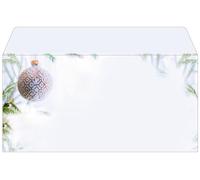SIGEL DU302 Envelopes with Christmas pattern, White and Green, DL size (11 x 22 cm), 50 Pieces
