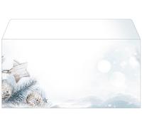 SIGEL Envelopes DU312 - Christmas pattern, Blue and White, DL (11 x 22 cm) - 25 pieces