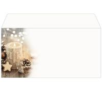 SIGEL Christmas envelopes 22 x 11 cm | DU450, “Beige Christmas Candle” design, gummed, pack of 25