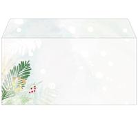 SIGEL Christmas envelopes 22 x 11 cm | DU481, “Christmas Forest Watercolor” design, gummed, pack of 50